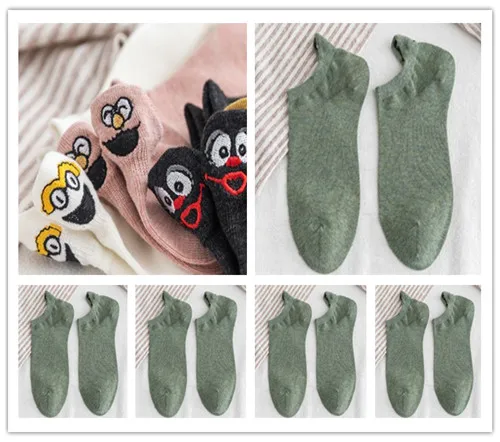 9 Женские носки, 5 пар, женские хлопковые носки с вышивкой Kawaii, короткие носки, женские носки-башмачки, женские повседневные носки - Цвет: 9
