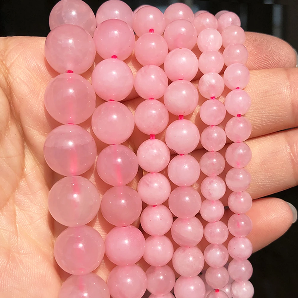 

Natural Stone Smooth Rose Quartzs Loose Spacer Beads For Jewelry DIY Making Bracelet Accessories 15'' Pick Size 4 6 8 10 12mm