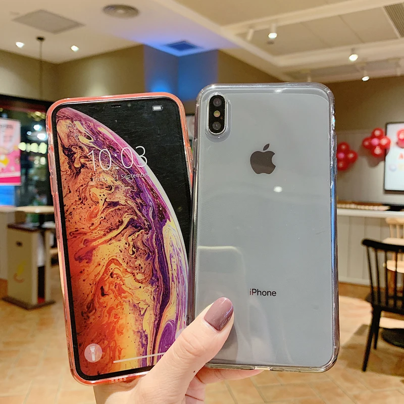 Transparent TPU Color Soft Mobile Phone Case For iPhone X XS XR Max 6 6S 7 8 Plus Back Cover |