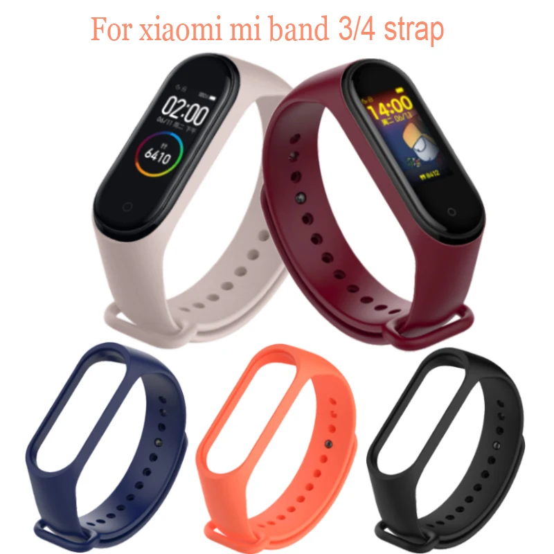 Браслет для Xiaomi Mi Band 3 4 спортивный ремешок силиконовый на запястье xiaomi mi band