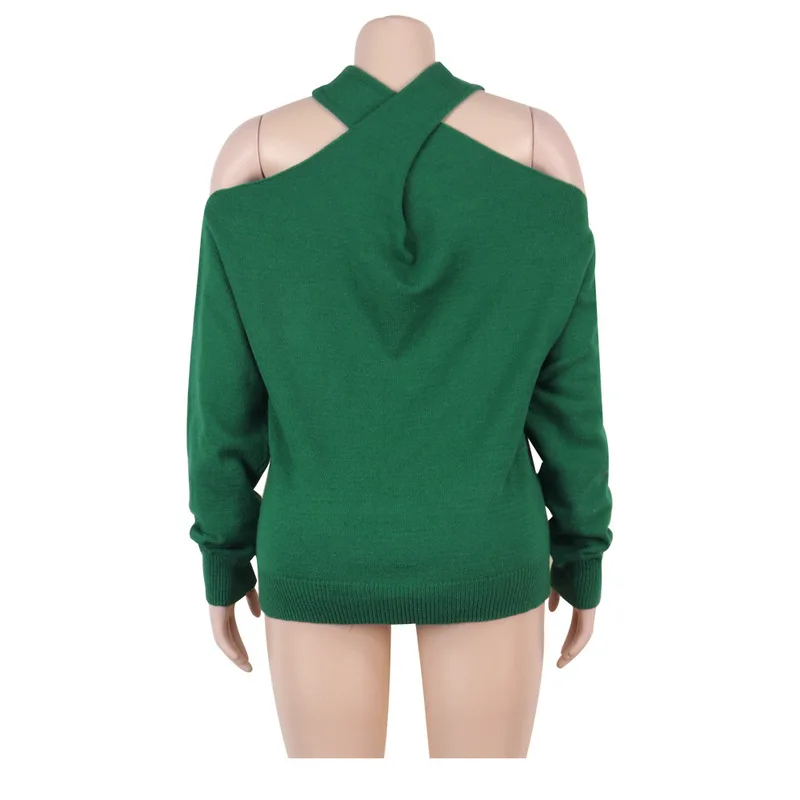 

Off Shoulder Casual Loose Sweater Women Fashion Turtleneck Long Sleeve Soft Pullover Autumn Winter Mujer Backless Club Party Top