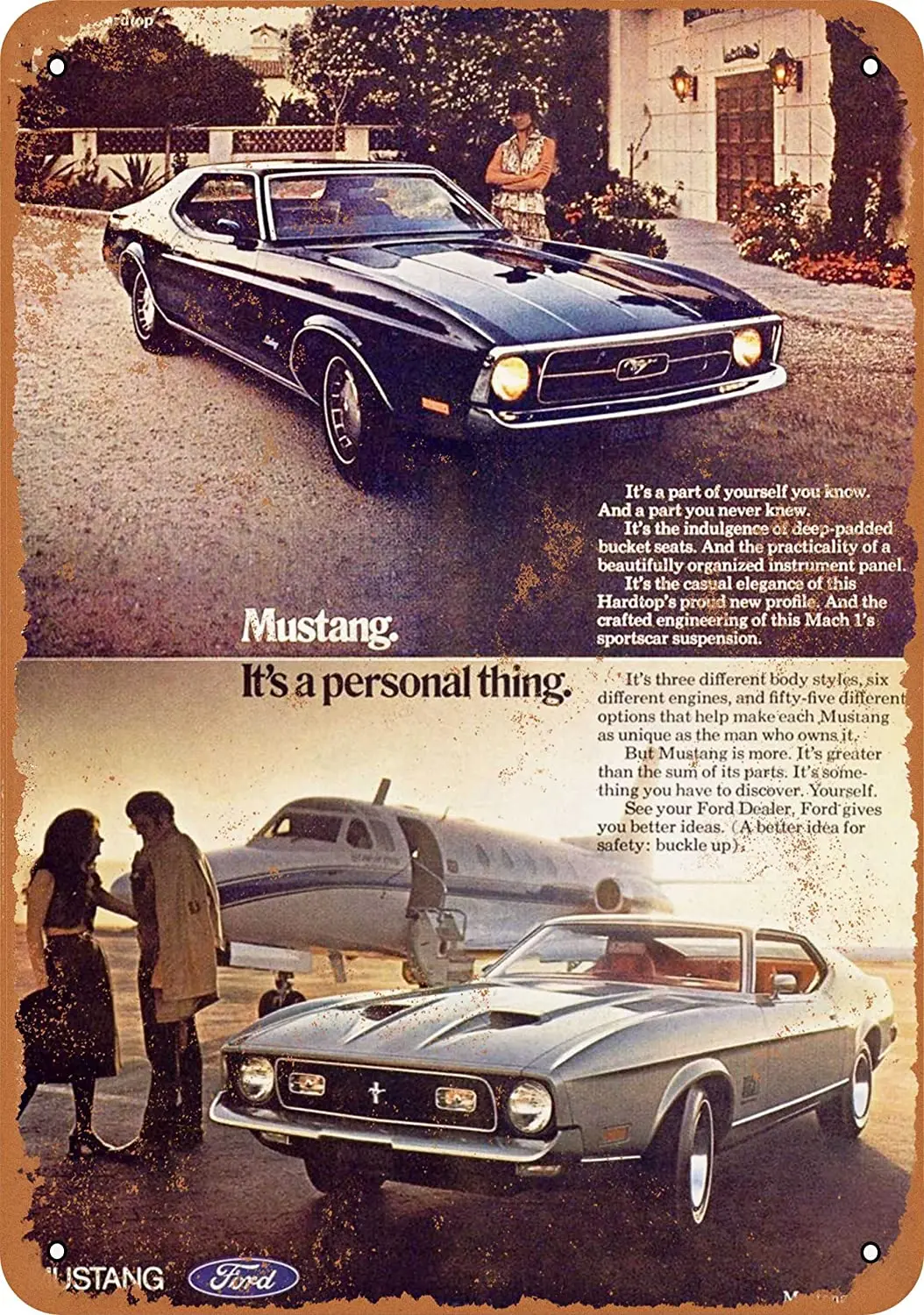 

WallColor 8*12 металлический знак 1971 Ford Mustang Vintage Look 2