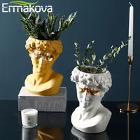 Ermakova - Nordic style creative portrait vase, resin headdress, David girl vase, home decoration accessories
