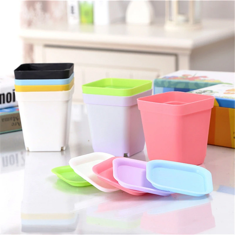 7 Random Colors free shipping GYH Flower Pot Square Plastic Planter Nursery Garden Desk Home Decor Candy Color | Дом и сад