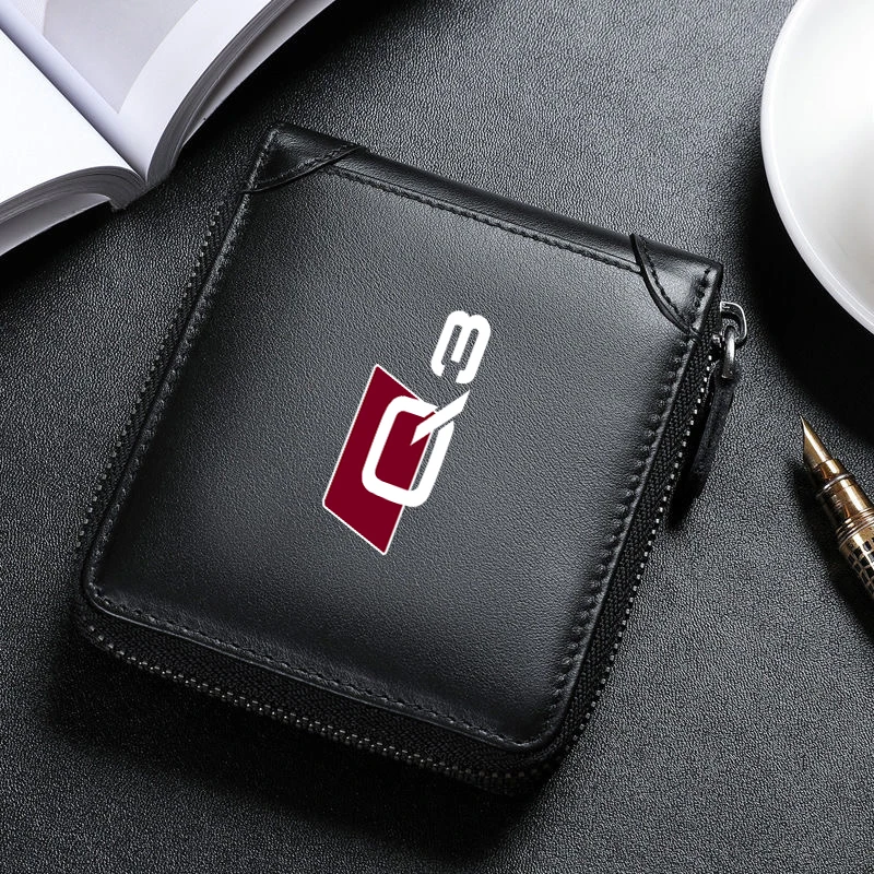 

For Audi Q3 A3 A4 A5 A6 A7 A8 Q5 Q7 Q8 Accessories PU Leather Wallet Credit Card Cover Alloy Key Zipper Driving Documents Case