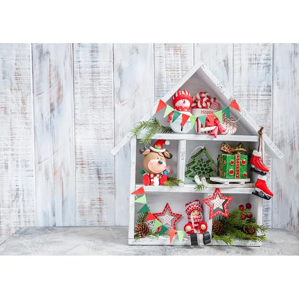 Рождественский фон для фотосъемки игрушка декорации Вымпел деревянная стена