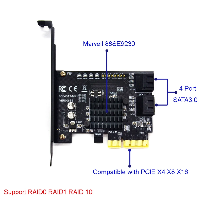 pci express raid card 4 порта sata 30 добавить на карт
