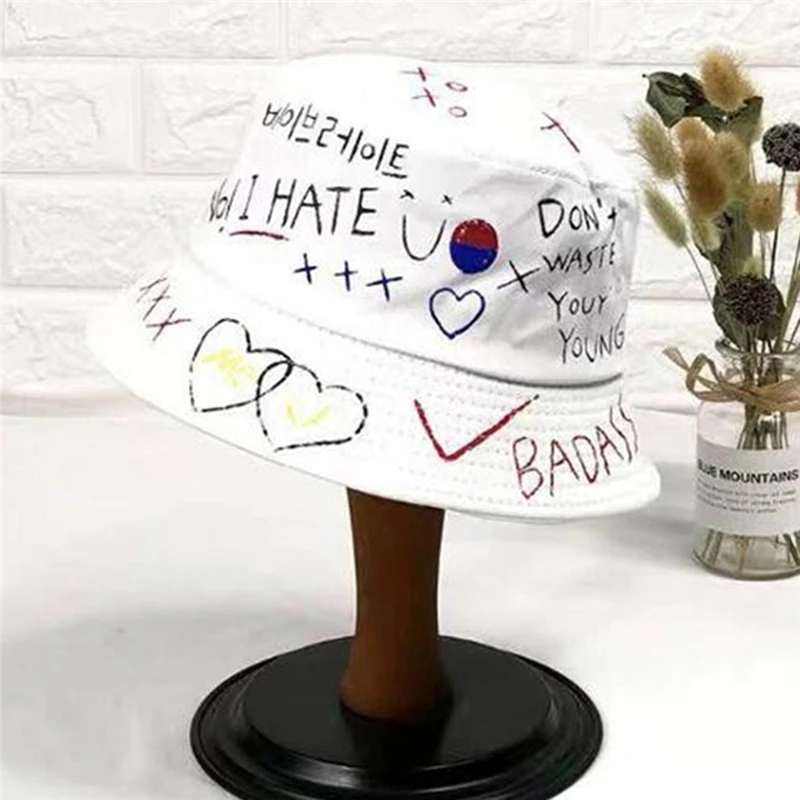 Унисекс 2020 Новая мода Корейская летняя шляпа уличная личность граффити Рыбак