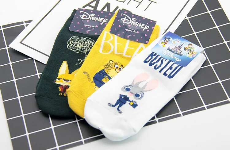 Disney Crazy animal city print Весна и лето тонкие хлопковые женские милые спортивные носки-лодочки с закрытым носком короткие носки