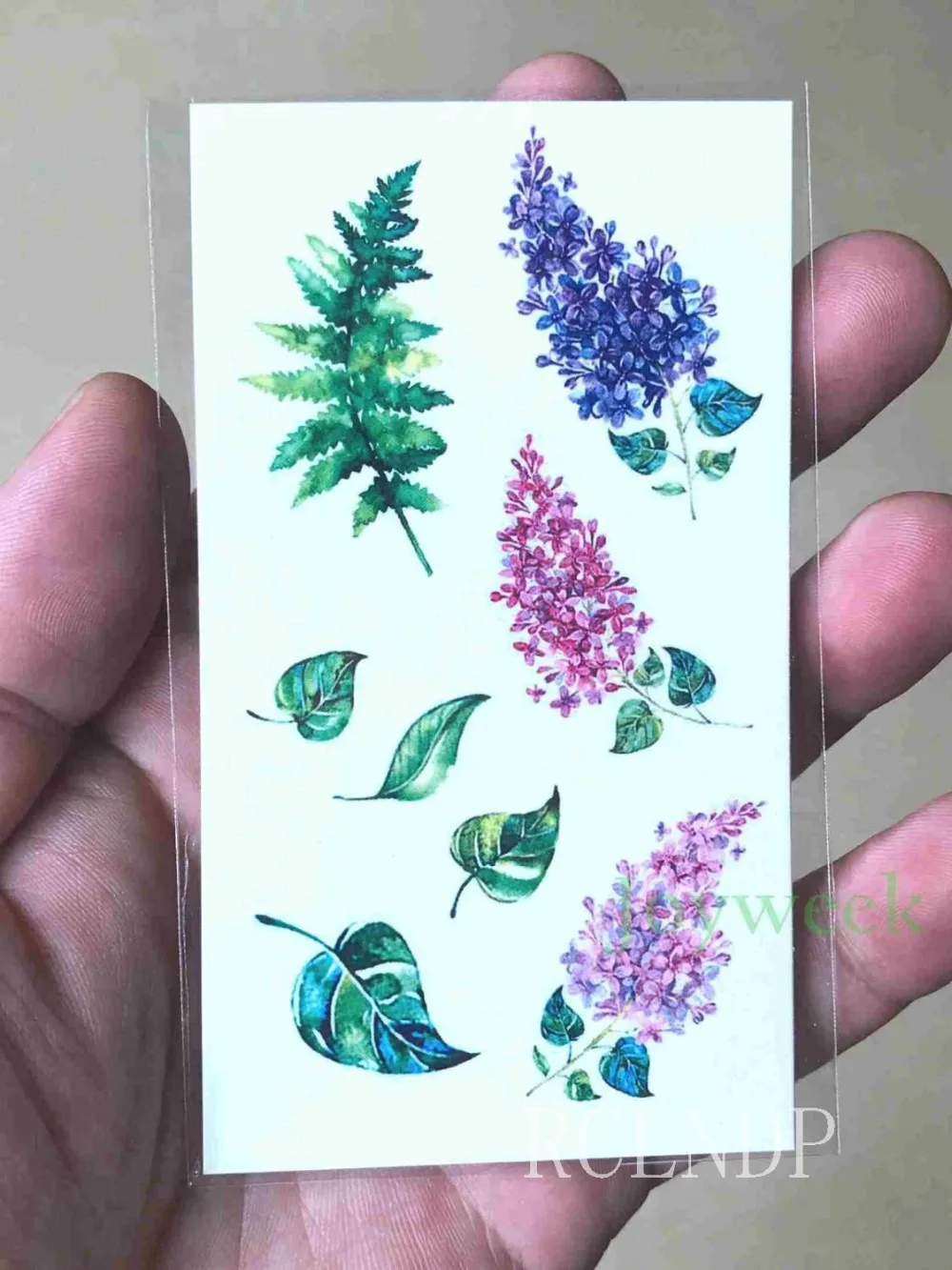 Водостойкие Временные татуировки красивые фиолетовые цветы лавандовые листья