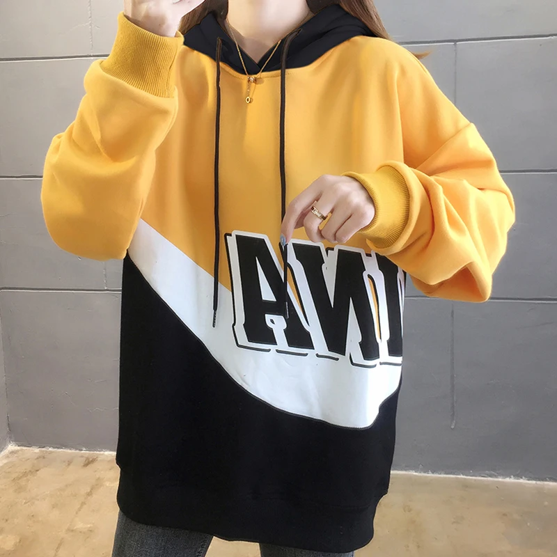 

Женская толстовка с капюшоном, с длинным рукавом, в стиле пэчворк