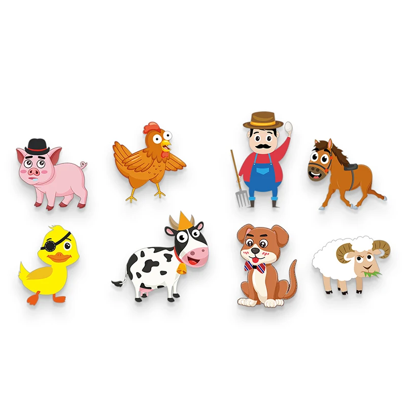 

24Pcs Children Stickers Individuality Farmer Cute Animals Chick Cows Pig Sheep Learning Education Toys Girl Boy Birthday Gifts