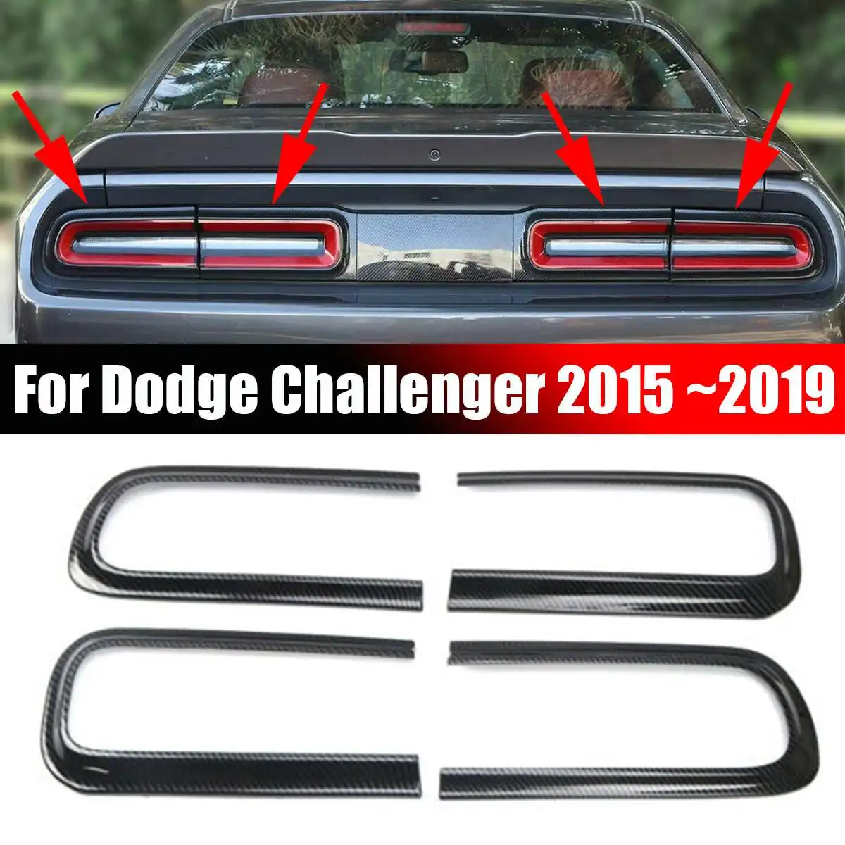 

Carbon Fiber Style Rear Taillight Decoration Tail Light Lamp Cover Trims for Dodge Challenger 2015 2016 2017 2018 2019