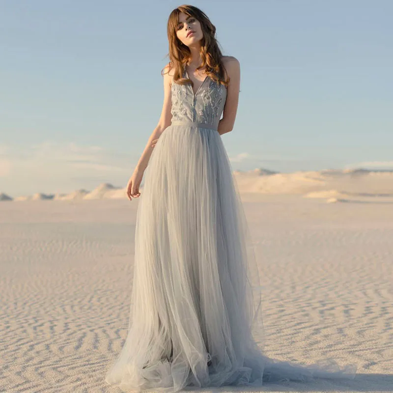 Женское вечернее платье из фатина с V образным вырезом|Вечерние платья| |