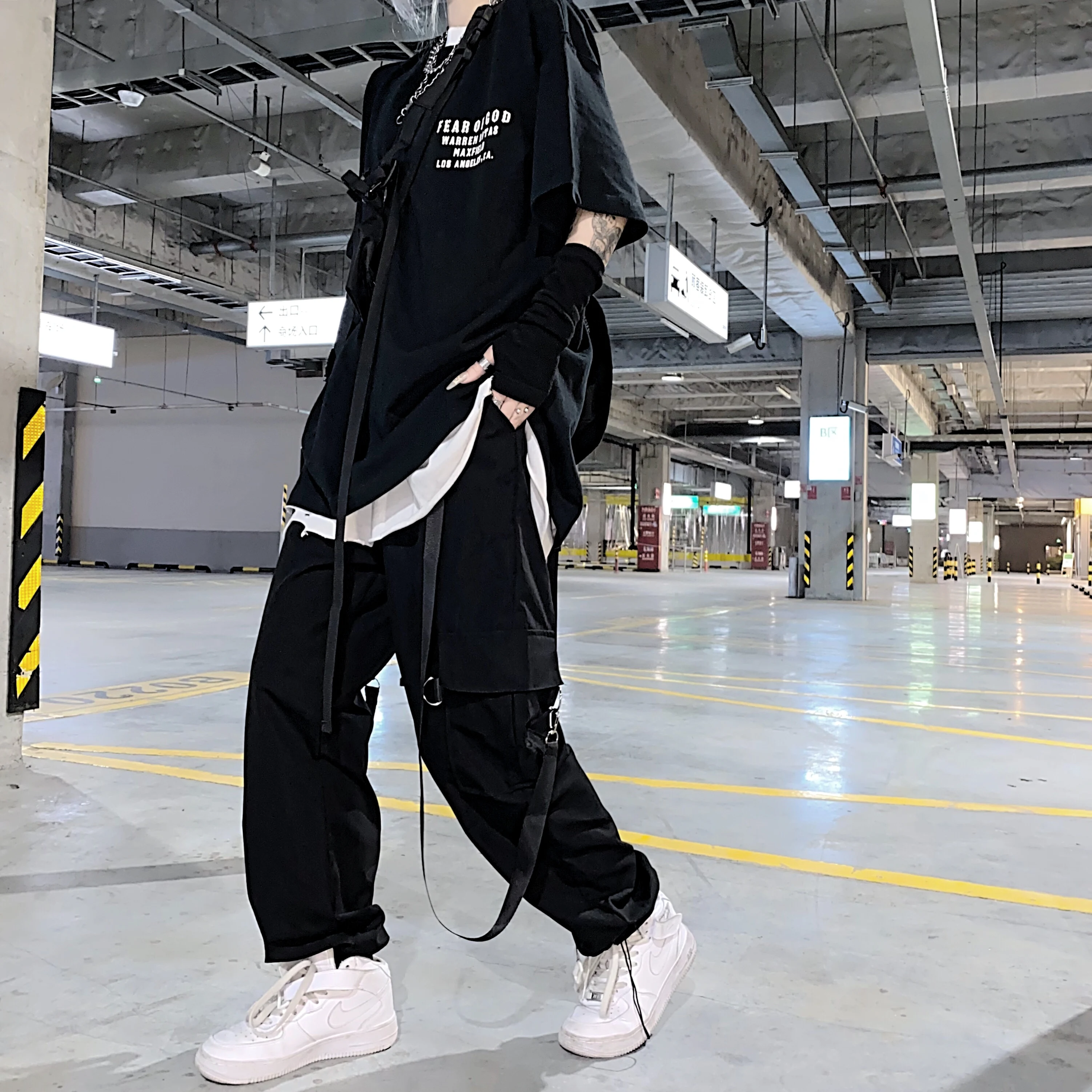 

Summer Thin BF Harajuku Style Dark Fried Street Overalls Women's Casual Straight-leg All-match Trousers