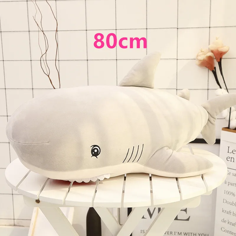 80cm grey 80 см, большой размер, забавная мягкая плюшевая игрушечная Акула, мягкая подушка, подушка-подарок на день рождения для детей, детские куклы, чучела животных, Brinquedos - Цвет: 80cm grey
