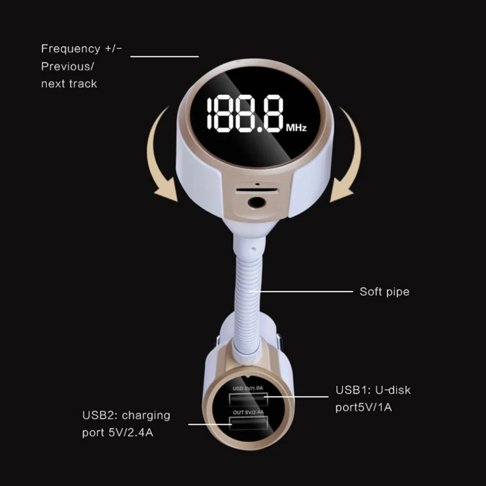 

New Car MP3 Audio Player With Dual USB 3.4A Charger 12-24V Bluetooth FM Transmitter FM Modulator Car Kit Handsfree Hot Selling