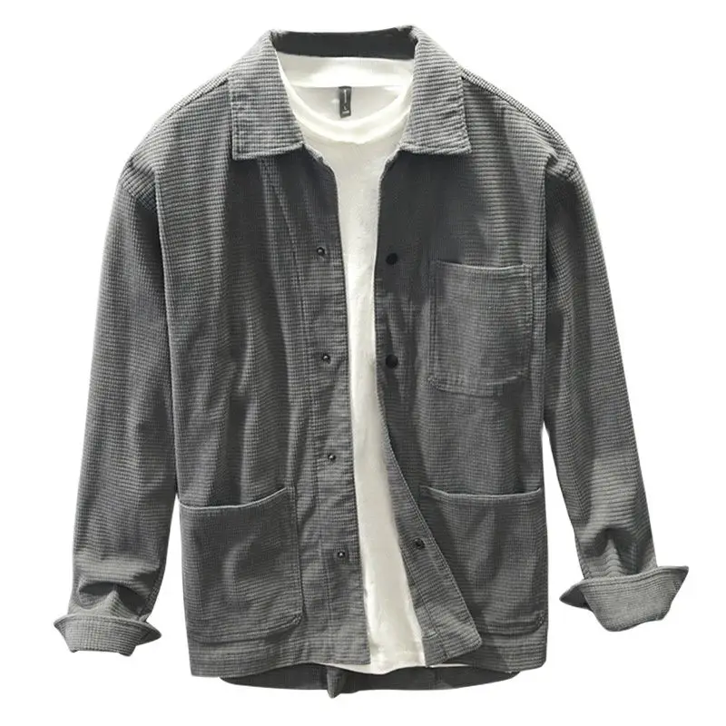 Рубашка Z164 мужская с длинным рукавом Повседневная Свободная сорочка в