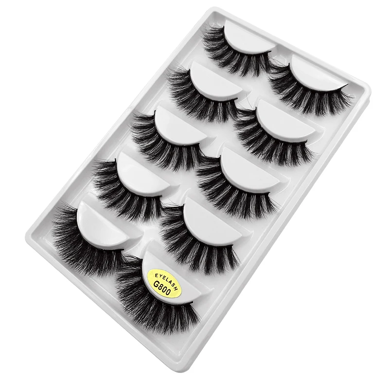 

5 Pairs 3D Faux Mink Hair False Eyelashes Wispies Fluffies Drama Eyelashes Natural Long Soft Handmade Cruelty-free Black Lashes