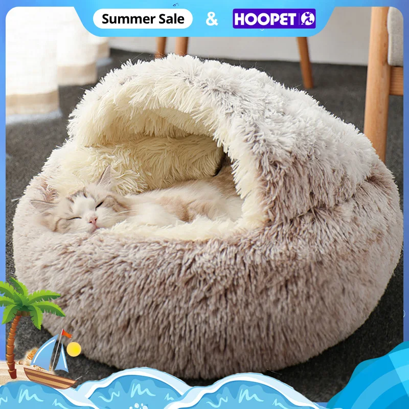 Кровать для кошек HOOPET круглая Лежанка щенков длинная плюшевая кровать домашних