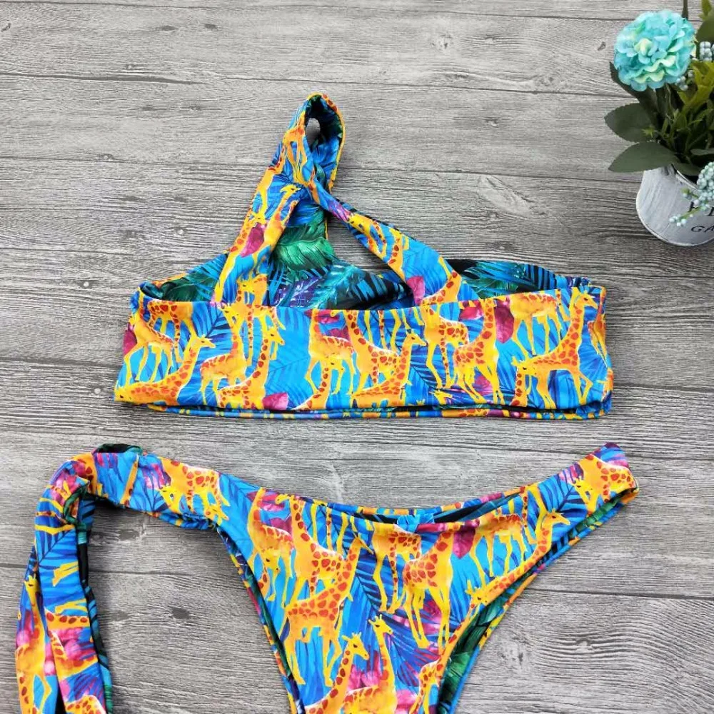 Сексуальный комплект бикини с принтом жирафа 2018 бразильский купальник купальный