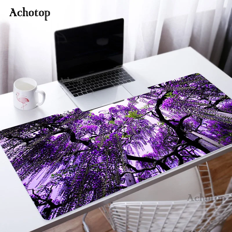 

Fantasy Town Tree Mouse Pad Gamer Art Table Mats Office Carpet Desk Pad Mouse Mat Black Mousepad Rubber Mat for Computer Table