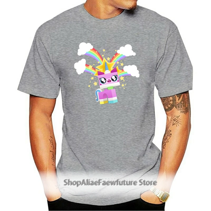 

Unikitty T Shirt Princess Unikitty YAY T-Shirt Graphic Cotton Tee Shirt Cute Short Sleeve Male Basic Plus Size Tshirt