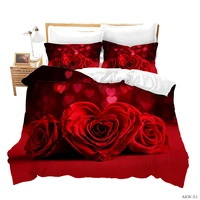 2020 new luxury bedding set flower3pcs rose print luxury bed linen for duvet cover pillowcase bedclothes room decoration