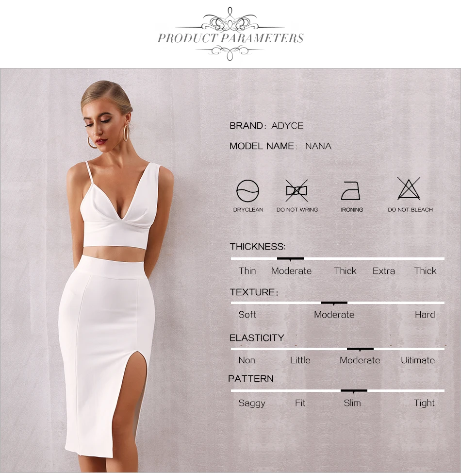 ADYCE, новинка, летний женский белый облегающий бандажный комплект, Vestido, комплект из 2 предметов, сексуальный топ на бретельках, вечернее платье в стиле знаменитостей