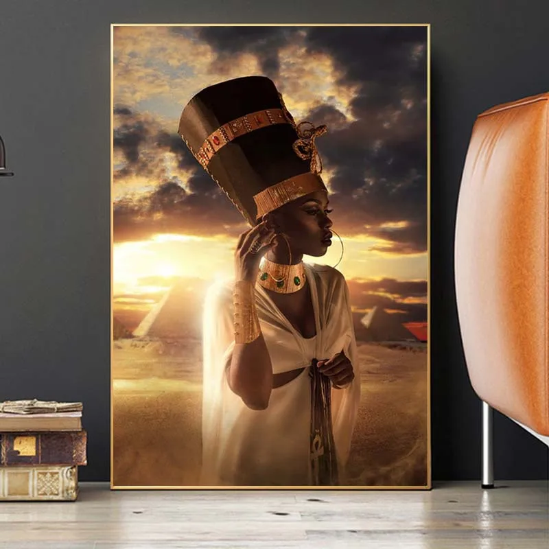 

Black and Gold Nude African Art Woman Sunset Oil Painting on Canvas Cuadros Posters and Prints Wall Art Picture for Living Room