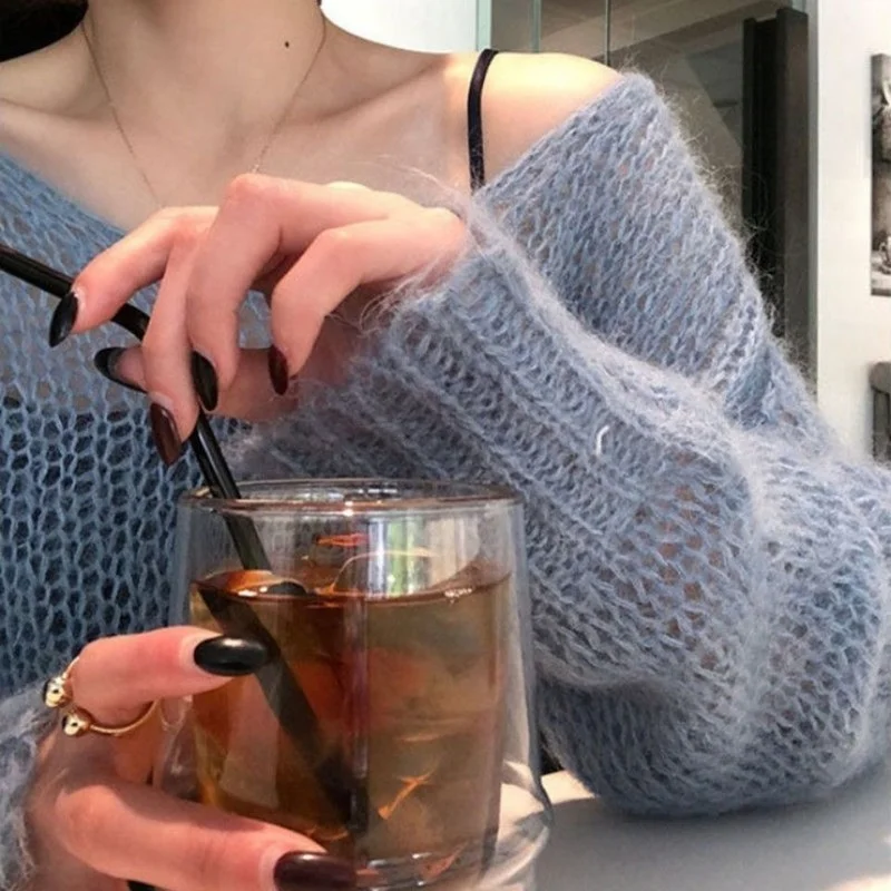 2020 early spring new outerwear blouse soft thin chicken heart collar wild loose lazy wind pullover women. | Женская одежда