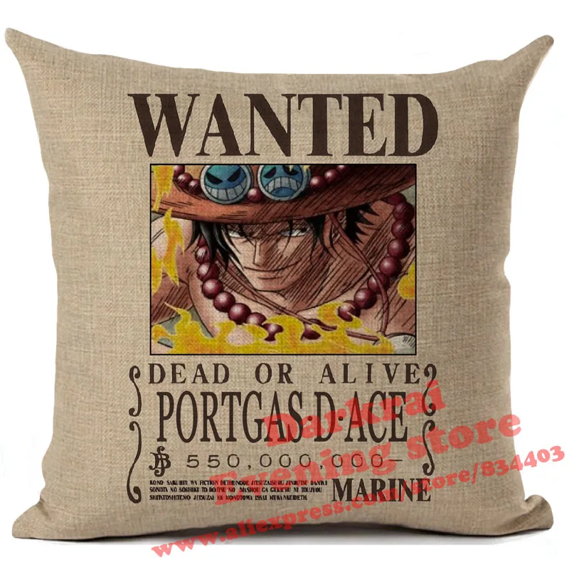 19 Аниме one piece Wanted Order Чехлы для подушек, Мультяшные украшения для дома, гостиной, дивана, поясные подушки, декоративная наволочка - Цвет: 19