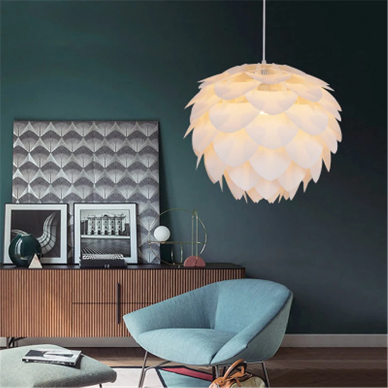 

Nordic Pinecone Chandelier Table Lamp Living Room Light Bedroom Lamp Dining Room Chandelier White LED Bulbs Cord Pendant Modern