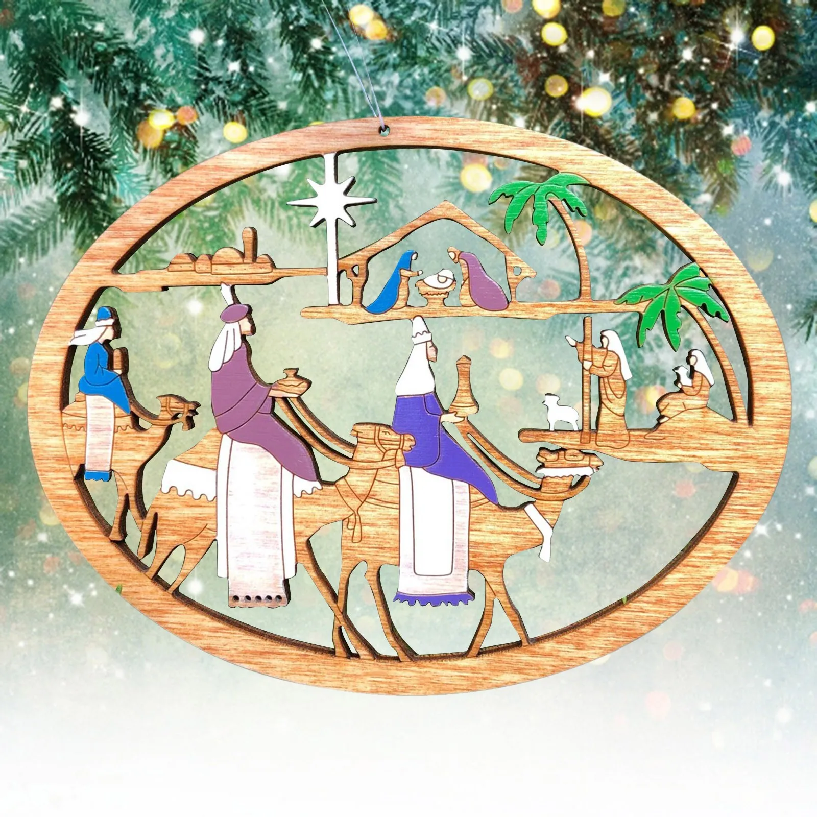 Nativity Christmas Ornament Lovely Tree Gift Dog Print Hanging Pendant Cute Xmas New Year 2022 Noel Navidad Party Gifts |