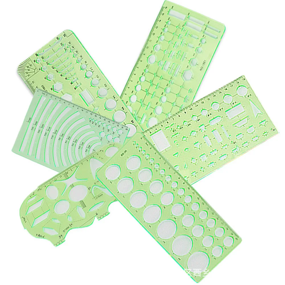 9 шт. геометрические линейки шаблоны рисунков измерительные прозрачные зеленые