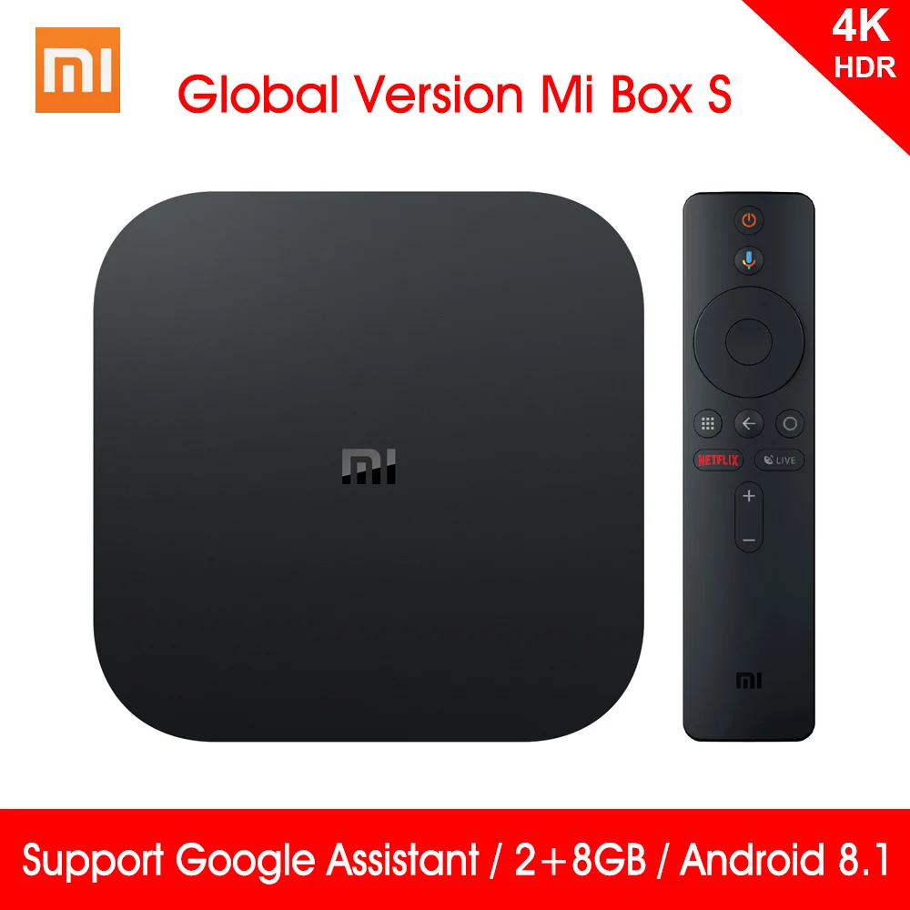 Глобальная версия Xiaomi mi Box S 4K HDR Android tv Box четырехъядерный 2 ГБ DDR3 8 Гб WiFi Google Assistant Smart медиаплеер mi Box S