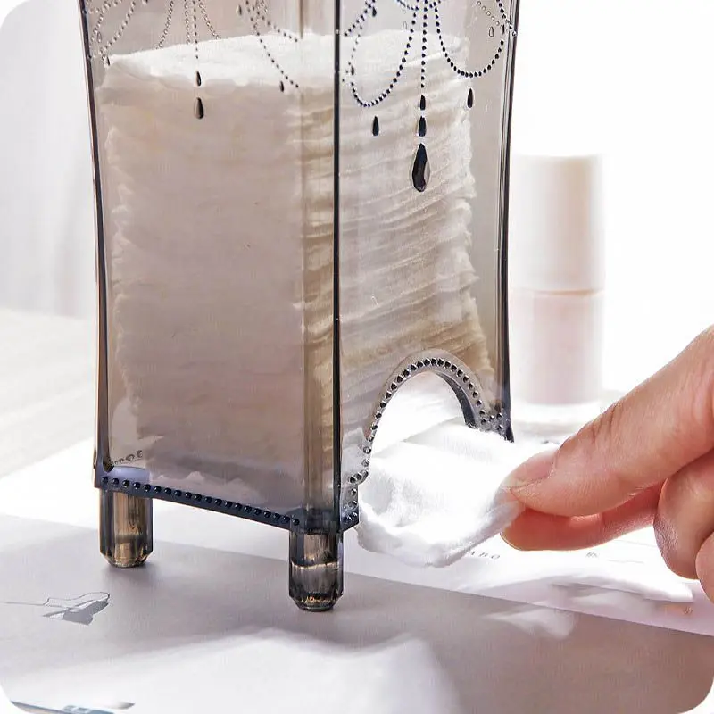 

Transparent Makeup Cotton Pad Storage Box Acrylic Cotton Swab Box Household Cosmetic Organizer Case Storage Box