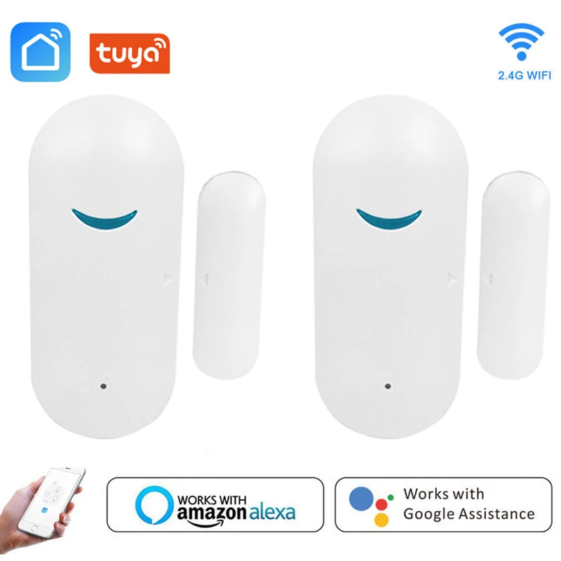 

Tuya Smart WiFi Door Sensor Door Open / Closed Detectors Wifi App Notification Home Alarm Compatible With Alexa Google Home Tuya