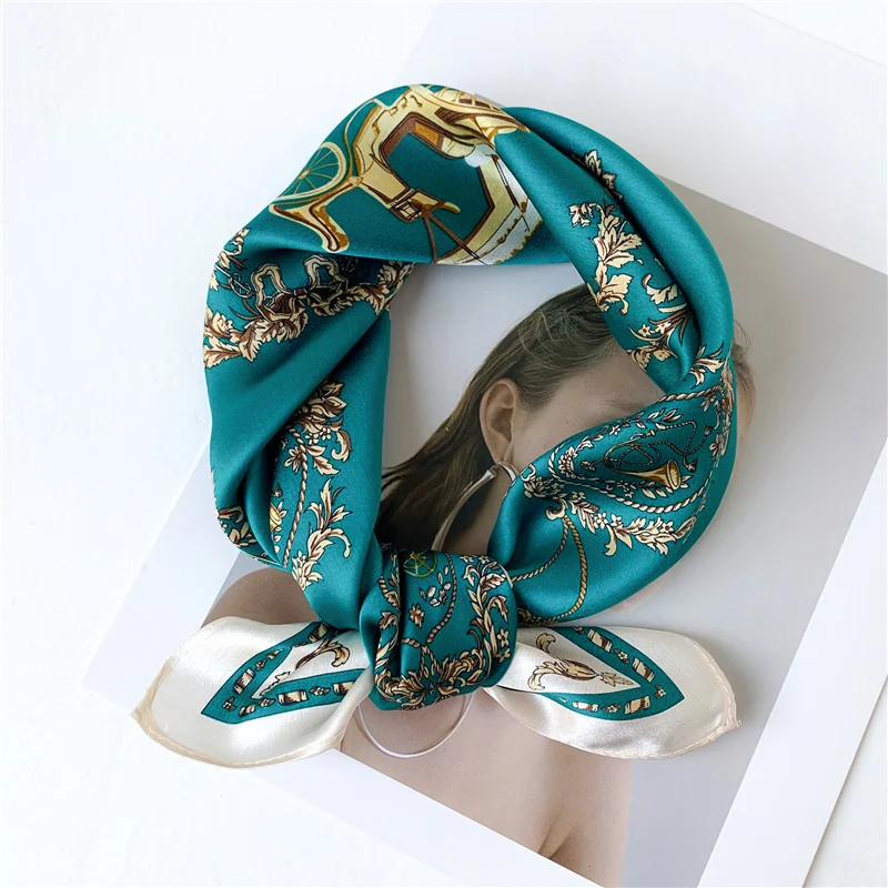 

100% шелковый шарф, маленький квадратный шейный платок, дизайнерский платок с принтом, женский шейный платок, повязка для волос, мягкая бандан...