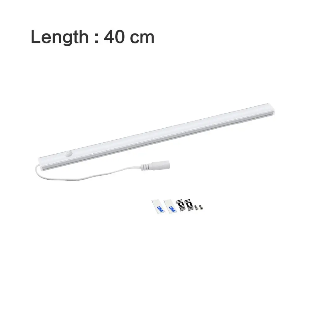 40cm-no adapter 30 см 40 см 50 см светодиодный светильник 5 Вт 6 Вт 7 Вт PIR датчик движения алюминиевая профильная труба лампа для помещений Кухня Спальня украшение подсветка - Испускаемый цвет: 40cm-no adapter
