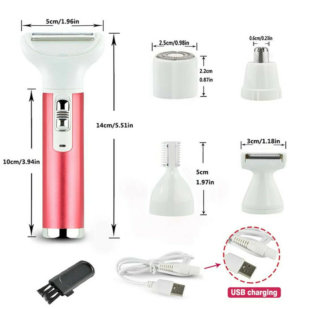

5 in 1 Electric Epilator Women Shaver Painless Hair Removal Shaving Machine Face Beard Eyebrow Nose Trimmer Body Bikini Razor