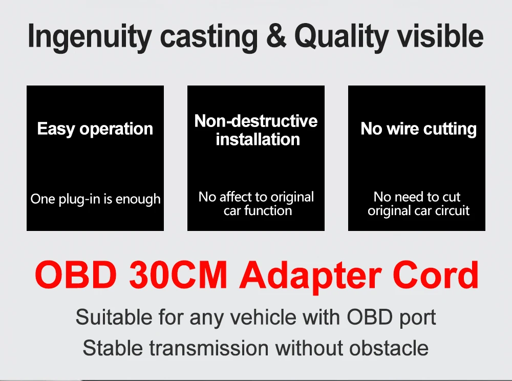 AUTOOL Авто OBD 2 Диагностический Кабель-адаптер автомобильный OBD2 II ELM327 Удлинительный разъем сканер 16Pin Мужской к женскому Удлинительный провод 30 см