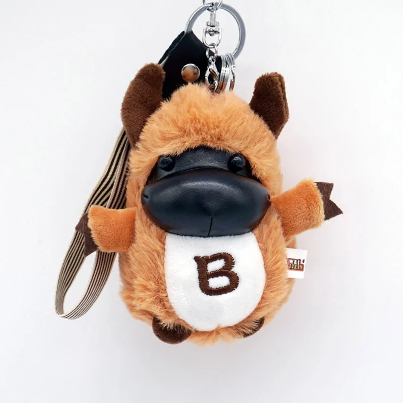 

New Creative Plush Toy Cattle Keychain Ox Ob Fierce Cow Car Key Chain Children Bag Pendant Keyring Kids Men Women Gifts