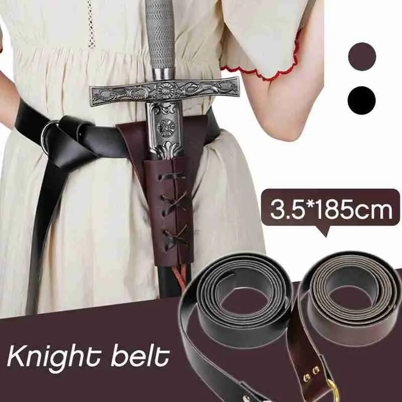 

185cm Vintage Medieval Renaissance Ring Belt Pirate Viking Knights Horseman Cosplay Waist Belt Leather Steampunk Accessories