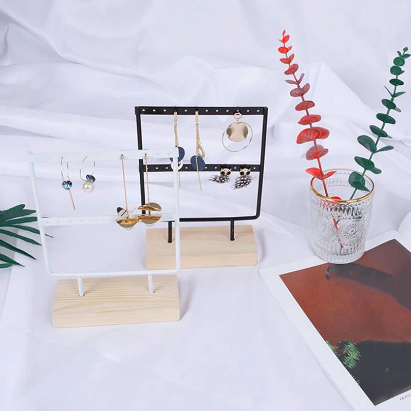 

Wooden Base Metal Ear Studs Pendant Jewelry Holder Display Stand Organizer Earrings Presenting Rack Wholesale