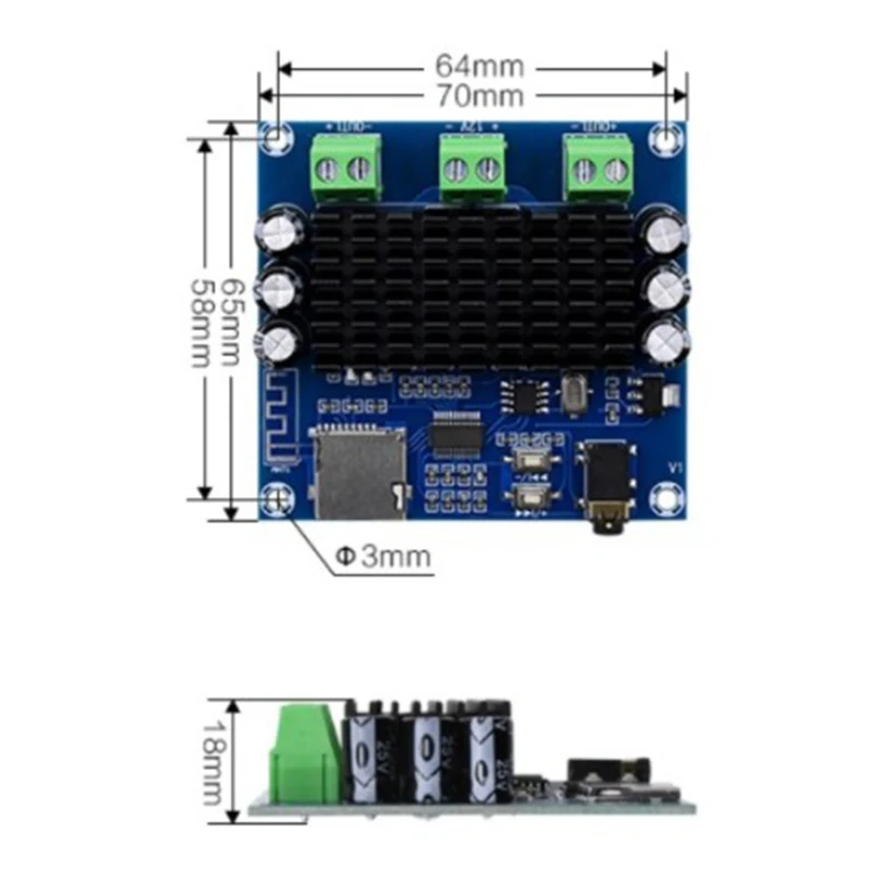 

HFES XH-A272 Bluetooth 5.0 TDA7297 Digital Power Amplifier Board 2X15W Wireless Stereo o AMP Module Support TF Card AUX