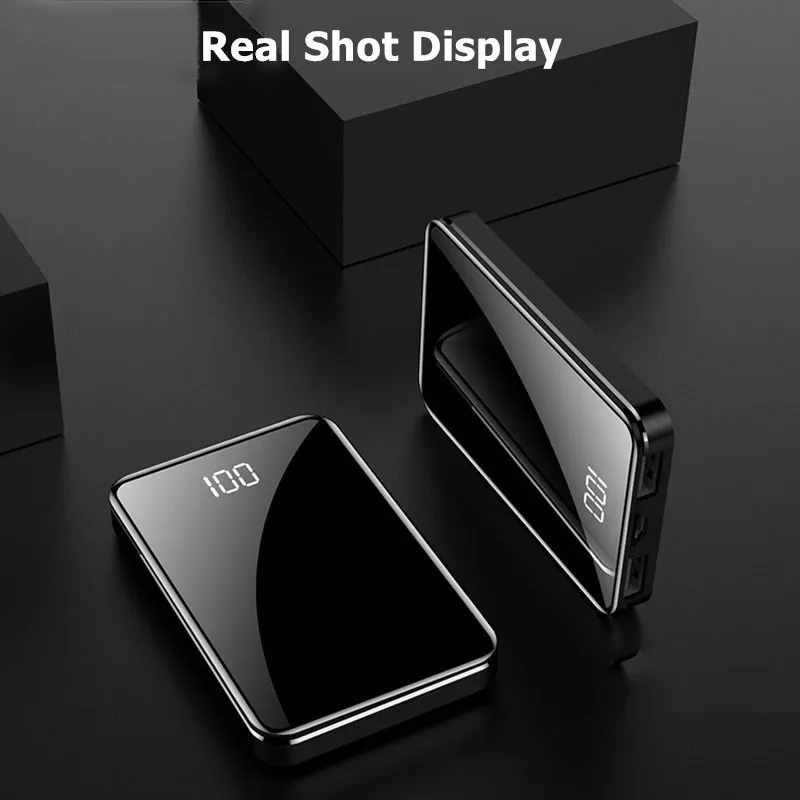 Xiaomi бренд QI 3,0 зеркальное зарядное устройство водонепроницаемый внешний аккумулятор 20000 мАч портативное зарядное устройство светодиодный ЖК Внешний аккумулятор мини