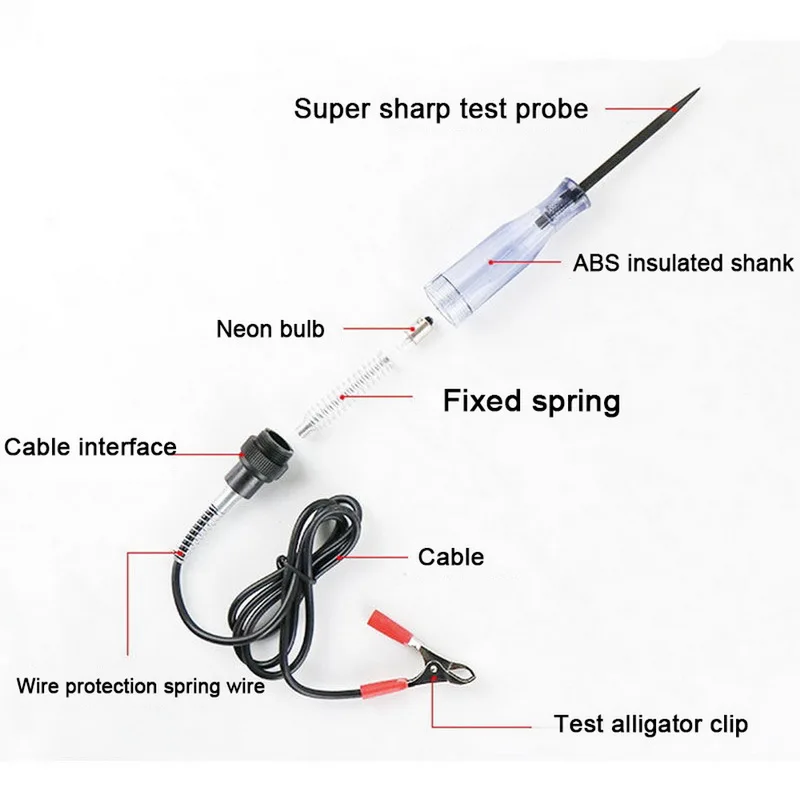 

DC 6V-24V Car Tester Fuses and Light Socket Tester Transparent Circuit Test Pen for Car Motorcycle and Small Engines