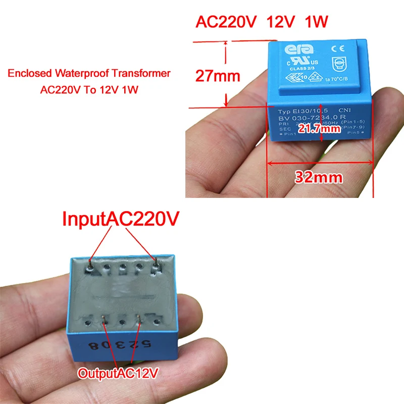 

Герметичный водонепроницаемый трансформатор 220 В до 12 в 1 Вт, источник питания переменного тока, эпоксидная смола