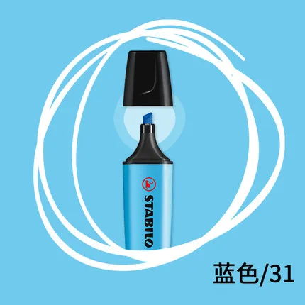 1 шт. Stabilo Textmarker Boss 70 текстовыделитель детский штрих ключ знак с большой емкости цвет маленький свежий маркер ручка - Цвет: blue